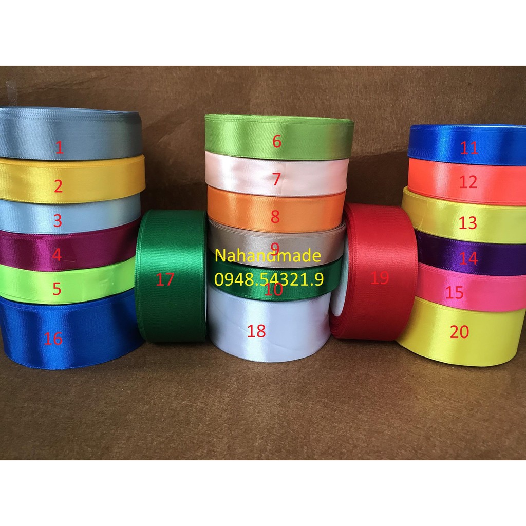 Ruy băng lụa cuộn 1cm, 2cm,4cm dùng làm thủ công, thắt nơ, gói quà