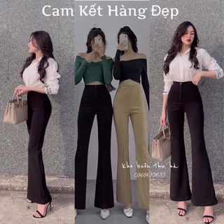 Quần ống loe cạp cao 1 cúc , quần vải ống rộng siêu hách dáng tôn vòng 3, phong cách hàn quốc