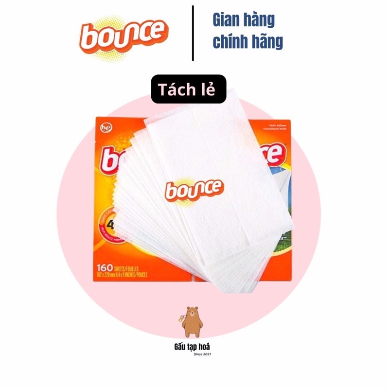[ Tách lẻ] Giấy thơm quần áo Bounce Mỹ - Làm thơm quần áo và loại bỏ mùi ẩm mốc shop Gấu tạp hoá