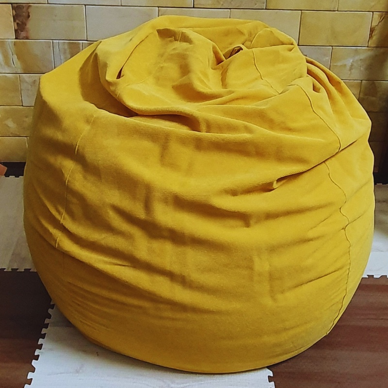 Ghế Lười Hạt Xốp 3ii Home Hình Trái Lê Size L 100x120cm Màu Vàng Vải Nhung Gân Cao Cấp Nhẹ Nhàng Mềm Mại Êm Ái