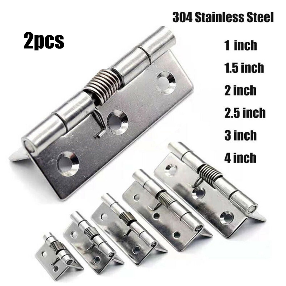 Set 2 Bản Lề Cửa Tự Đóng 1 / 1.5 / 2 / 2.5 / 3 / 4Inch Bằng Thép Không Gỉ