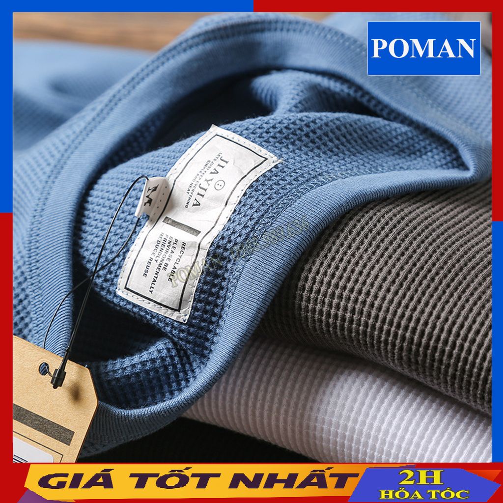 Áo phông nam thể thao dài tay cổ tròn, Áo thun nam giữ nhiệt chất xốp Thái co dãn 4 chiều AD01 - POMAN