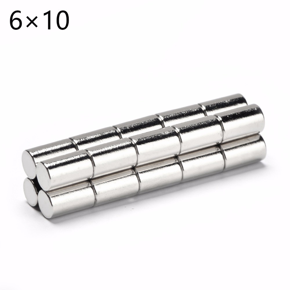 10 viên Nam châm trắng 6x10mm, loại nam châm viên đất hiếm lực hút mạnh