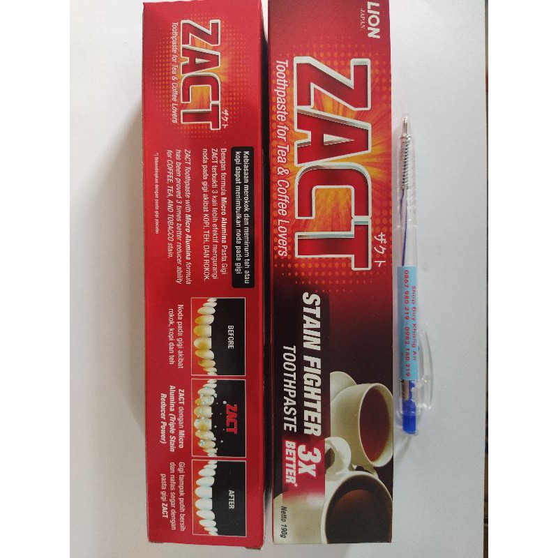 Combo 2 tuýp kem đánh răng Zact 190g (Lion) nhập khẩu