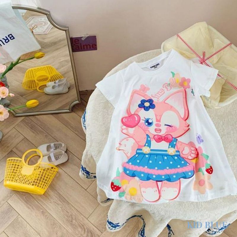 Áo Thun Ngắn Tay In Họa Tiết Hoạt Hình Ba Chiều Cho Bé Gái