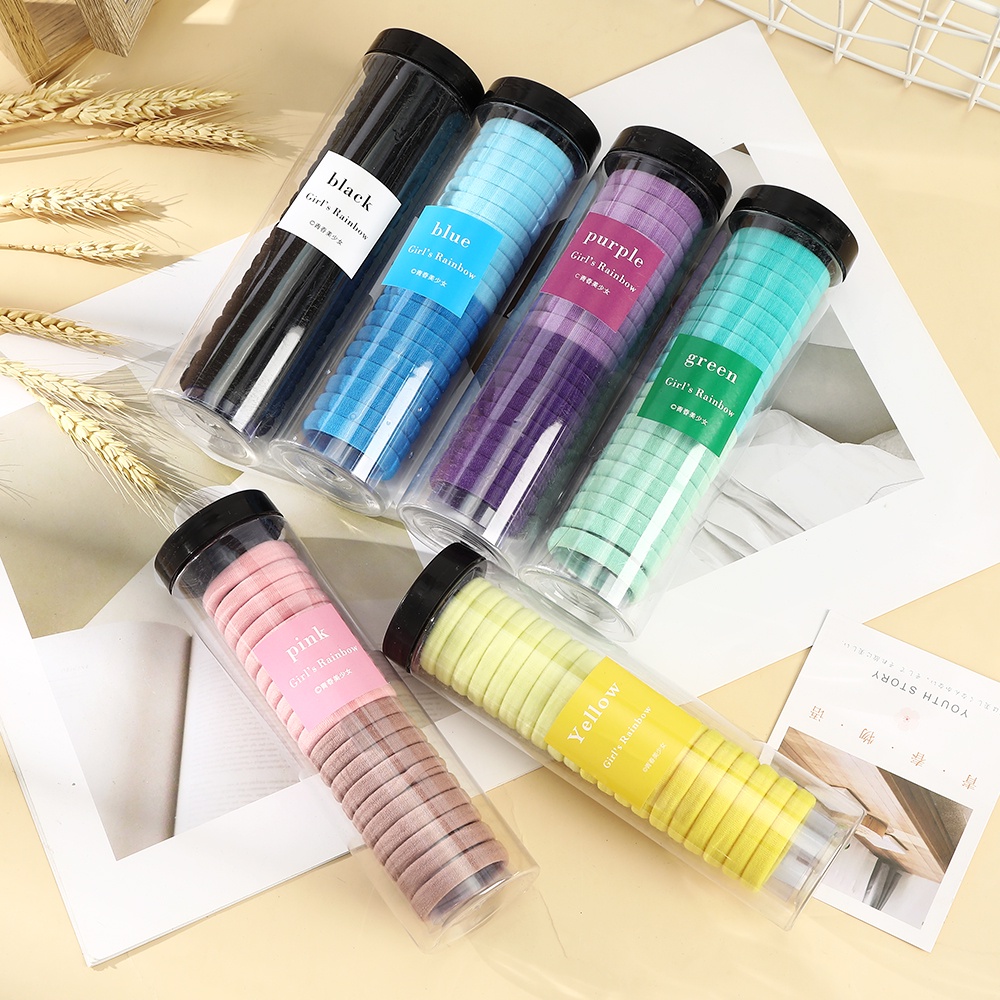 Hộp nhiều dây buộc tóc Haimeikang cao su co giãn nhiều màu sắc phong cách Hàn Quốc thời trang cho nữ