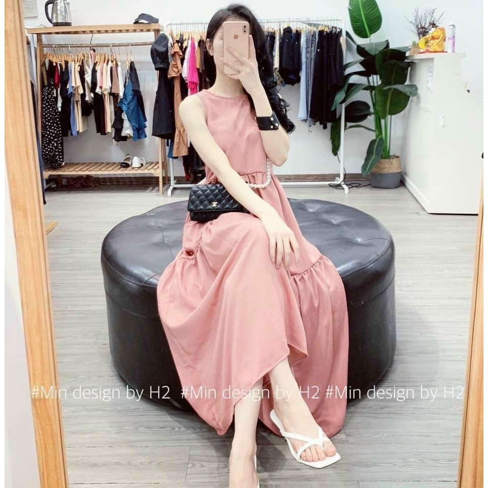 Váy suông nữ babydoll dáng xòe 3 tầng vải đũi dáng dài miên man | BigBuy360 - bigbuy360.vn