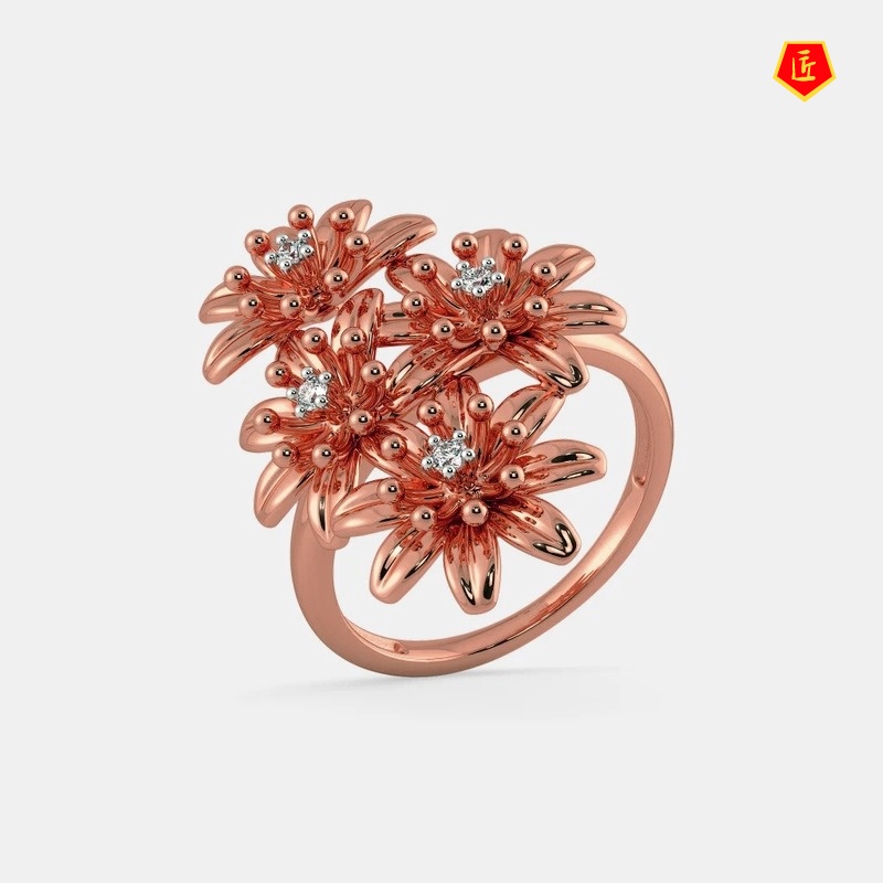 Nhẫn Mạ Vàng 18k Hình Hoa Cúc Sang Trọng