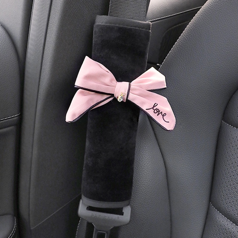 1 Đệm Bọc Dây Thắt An Toàn Xe Hơi Đính Nơ Bằng Vải Bông Mềm Mại Thông Dụng