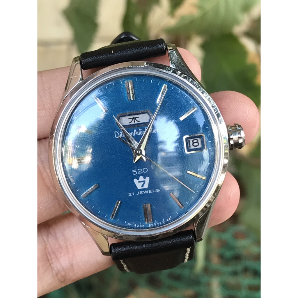 Đồng hồ nam CITIZEN AUTO DATER 7 cơ cổ - mặt xanh - Nhật