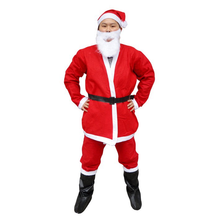 Bộ quần áo ông già Noel đầy đủ phụ kiện mũ, râu,thắt lưng, túi, giầy