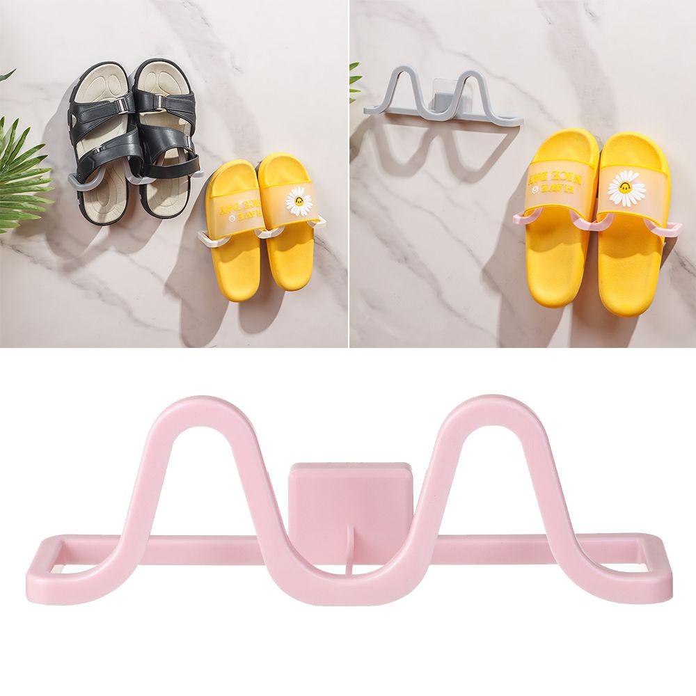 YNATURAL New Wall Mounted Shoe Rack Convenient Storage Rack Slippers Hanger Portable Space Saving Storage Artifact Bathroom Accessories Durable Punch-free Shoe Organizer/Multicolor