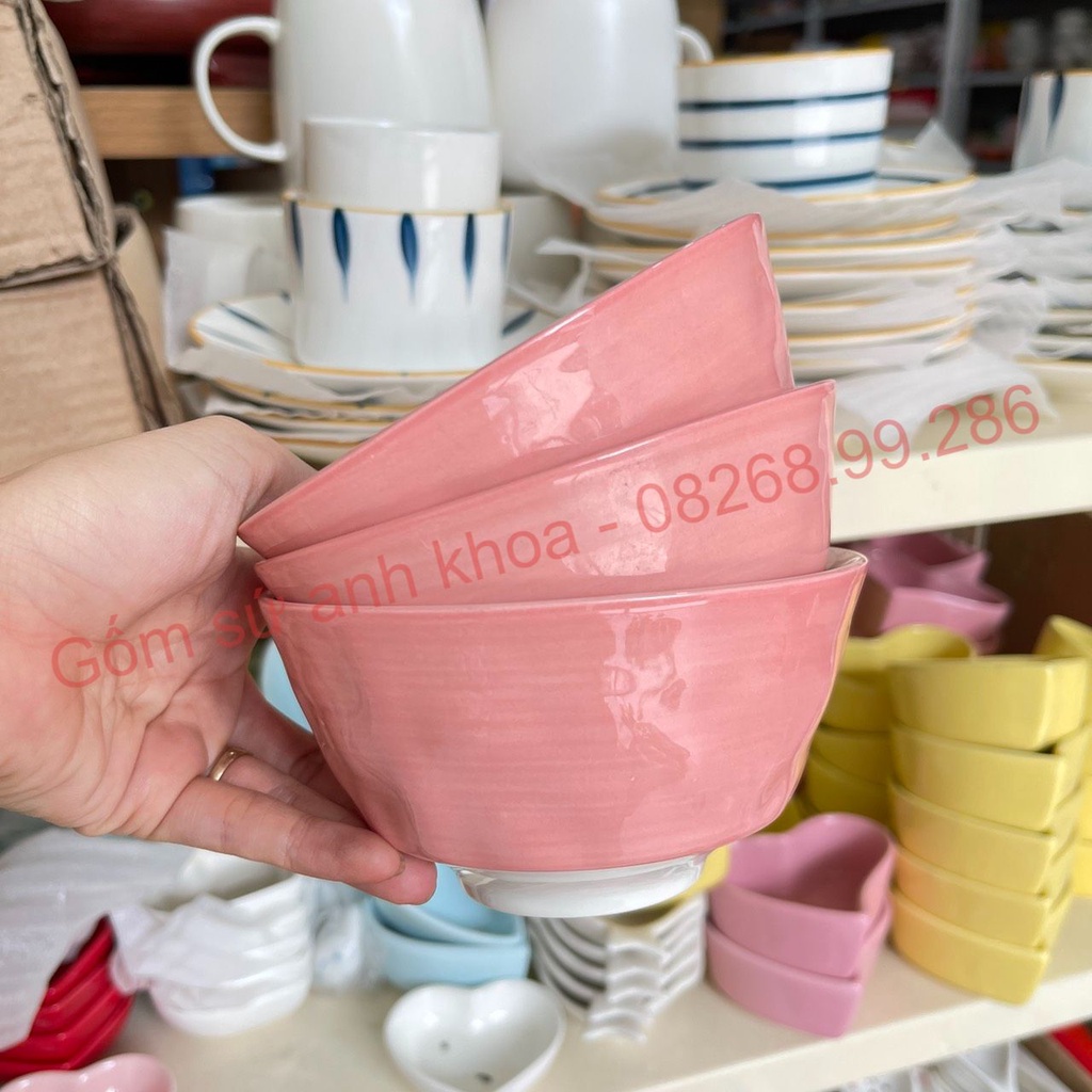 Bộ bát đĩa sứ,Chén Dĩa Sứ Bát Ăn Cơm Decor Bộ bát đĩa girl hồng 14 món xinh yêu cho gia đình