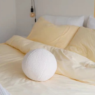 Gối Đệm Sofa Hình Tròn Phủ Nhung Lông Cừu Mềm Mại Màu Trắng