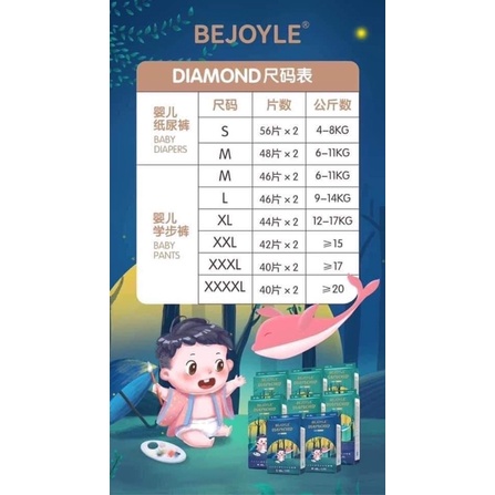 BỈM/ TÃ BEJOYLE DIAMOND DÁN/ QUẦN CHO BÉ SƠ SINH S (56 miếng) - M 48m - L 46m- XL 44m - 2XL 42m - 3XL (40m) - 4XL (40m)