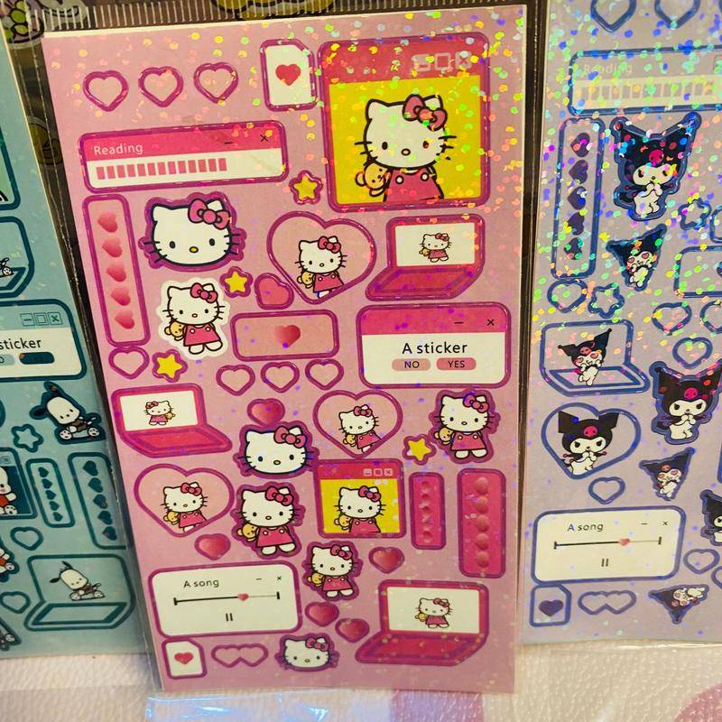 Miếng Dán Trang Trí Sổ Tay / Thẻ Ghi Chú Họa Tiết Sanrio mymelody Kuromi Cinnamoroll Dễ Thương Cho Bé