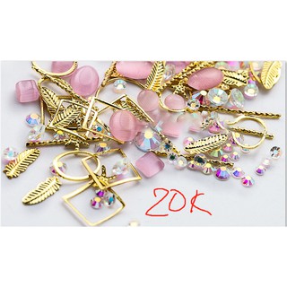 Đá mắt mèo charm set tráng trí móng nail