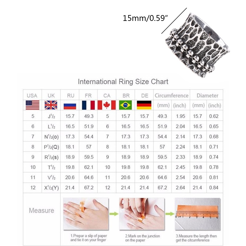 Nhẫn Bạc Hình Đầu Lâu Phong Cách Gothic Punk Cá Tính Cho Nam Và Nữ