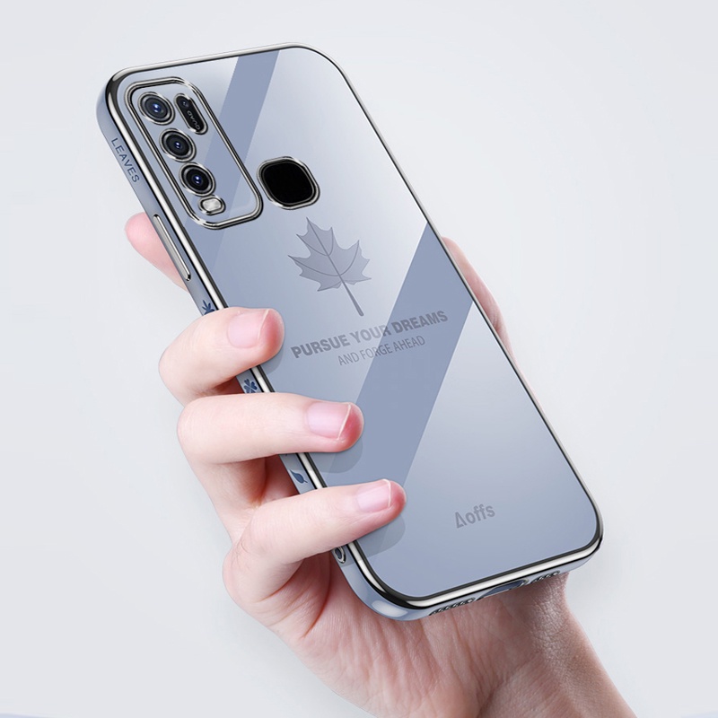 Ốp Điện Thoại Viền Vuông In Họa Tiết Lá Phong 6D Cho iNfinix Tecno Spark 6 GO 7 8 Pro 5