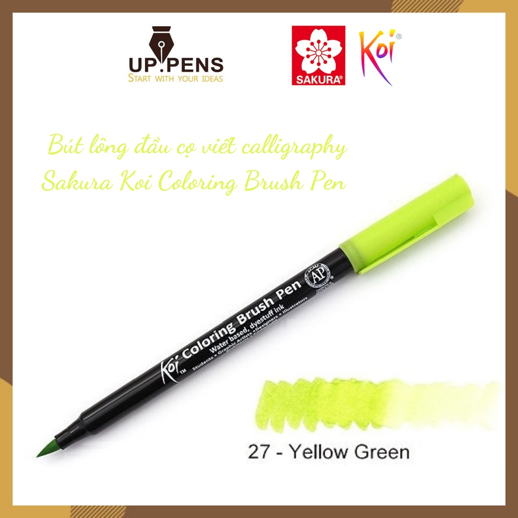 Bút lông đầu cọ viết calligraphy Sakura Koi Coloring Brush Pen – Màu xanh lá mạ (Yellow Green)