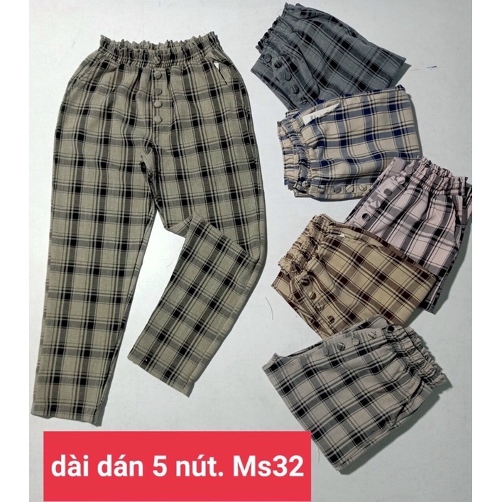 Quần sọc caro lưng thun