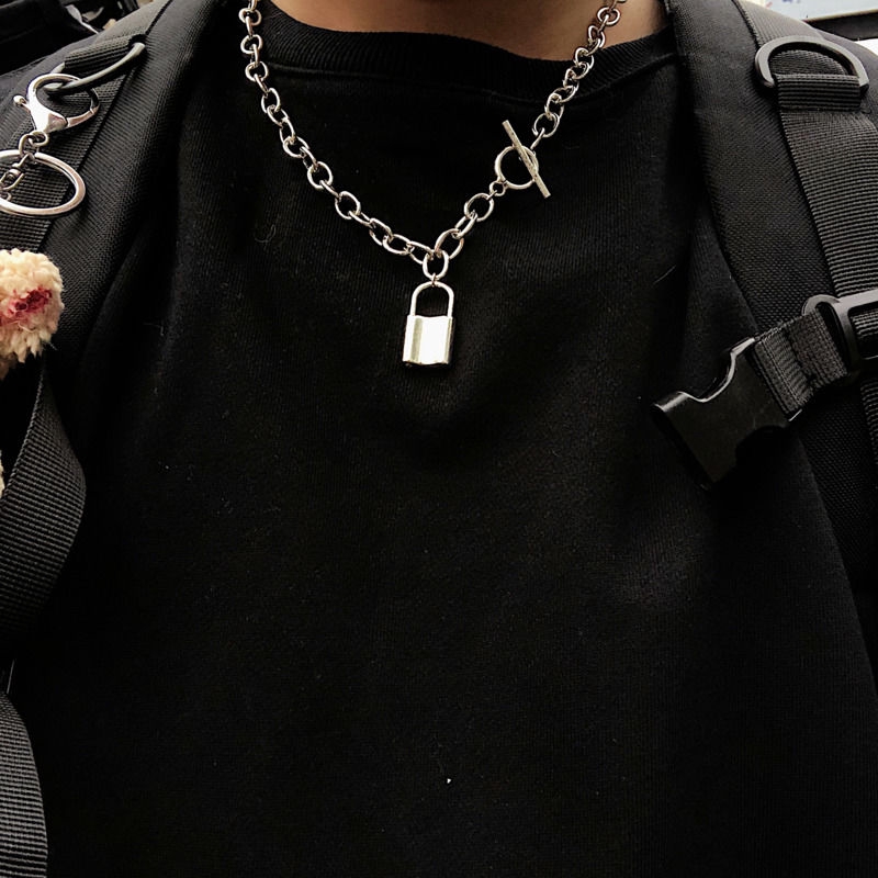 Dây chuyền phối mặt hình ổ khóa phong cách hiphop cá tính