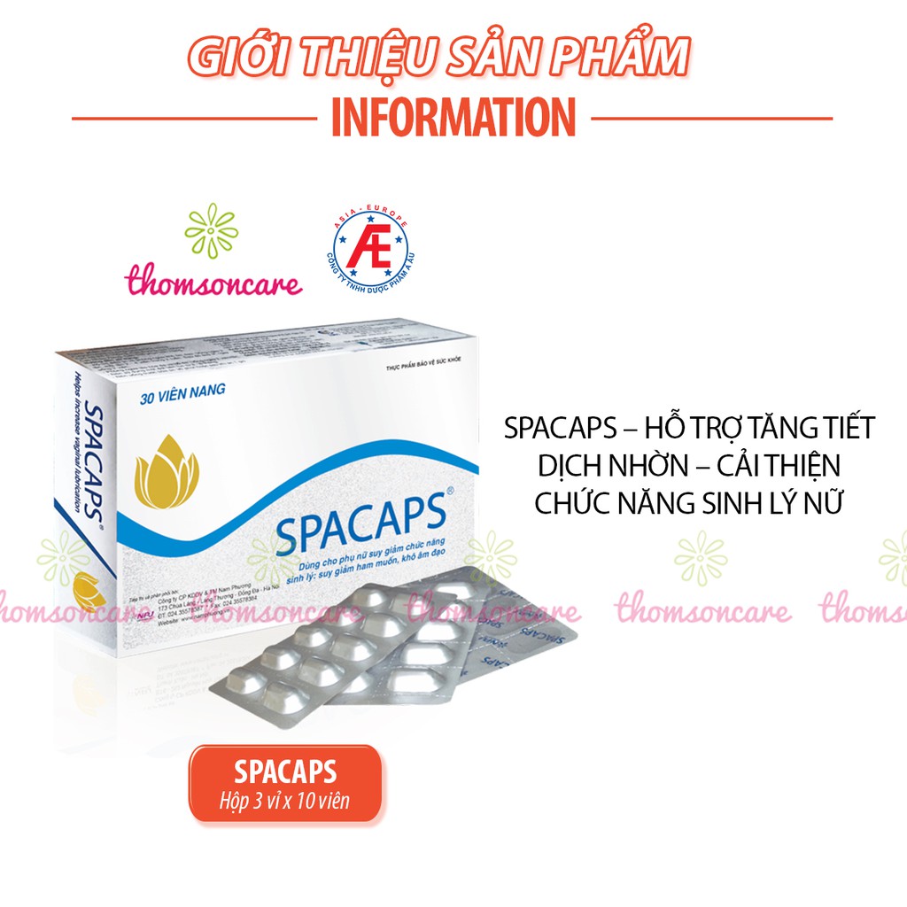 Spacaps hỗ trợ sinh lý nữ - giảm khô hạn, tăng dịch tiết, nội tiết tố từ mầm đậu nành, hà thủ ô