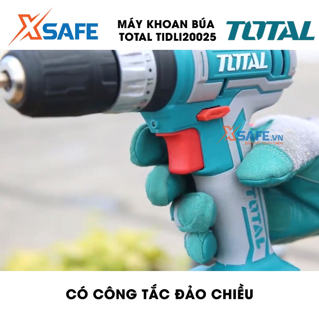 Máy khoan búa dùng pin Lithium 20V TOTAL TIDLI20025 Tặng kèm 53 món gồm 2 pin 1 sạc 2h và 50 món linh kiện