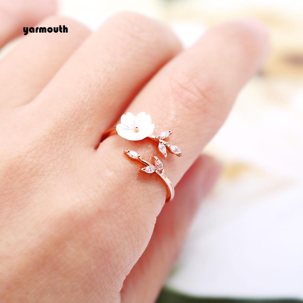 Nhẫn Mở Hình Hoa Đính Đá Nhân Tạo Thời Trang Cho Nữ