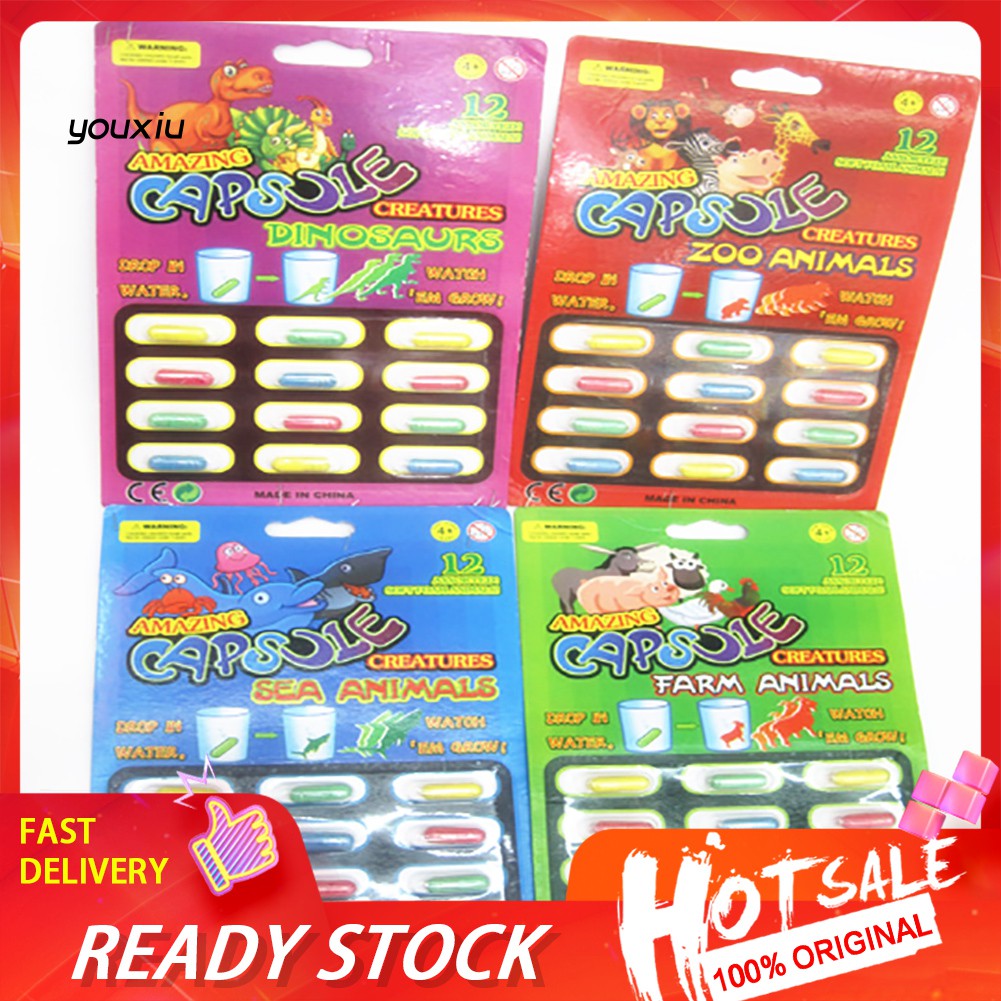 Set 12 Viên Nén Đồ Chơi Nở Trong Nước Hình Các Con Vật Cho Bé