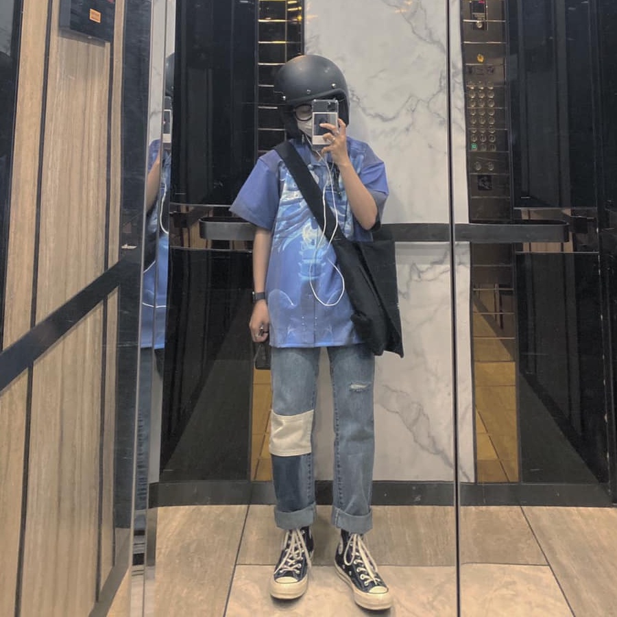 Áo Sơmi BOBUI saigon form rộng local brand oversize ngắn tay họa tiết