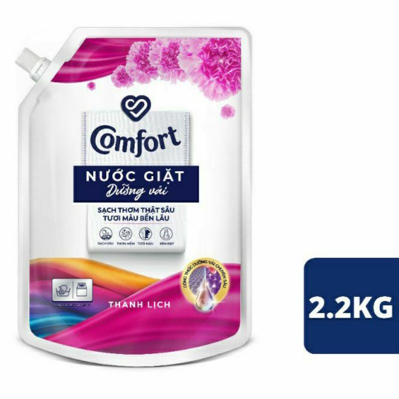 Nước Giặt Chống Lão Hoá Vải Comfort Thanh Lịch &amp; Thời Hượng Túi 2.2KG