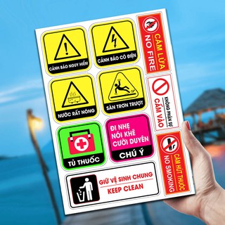 Bộ Tem Cảnh Báo Trong Nhà | Hình Dán Cảnh Báo Đồ Vật