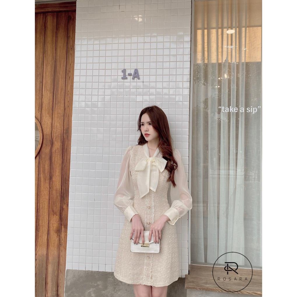 SIÊURẺ VÁY DẠ TWEED PHỐI TƠ THIẾT KẾ CÓ LÓT VM87 ,