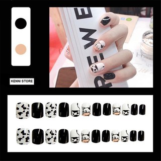 Bộ 24 móng tay giả in hình bò sữa xinh xắn 💖💖 SẴN KEO DÁN 💖💖