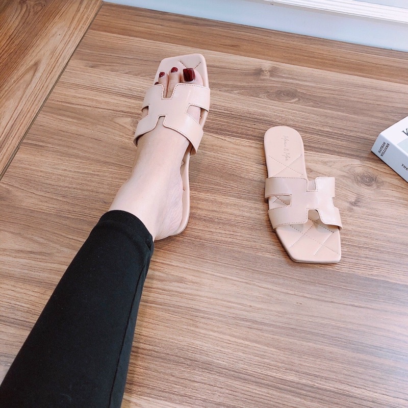 Dép H nữ quai ngang kiểu hm phá cách chằng chỉ đế cao cấp siêu êm cực HOT - Chi Chanh Store