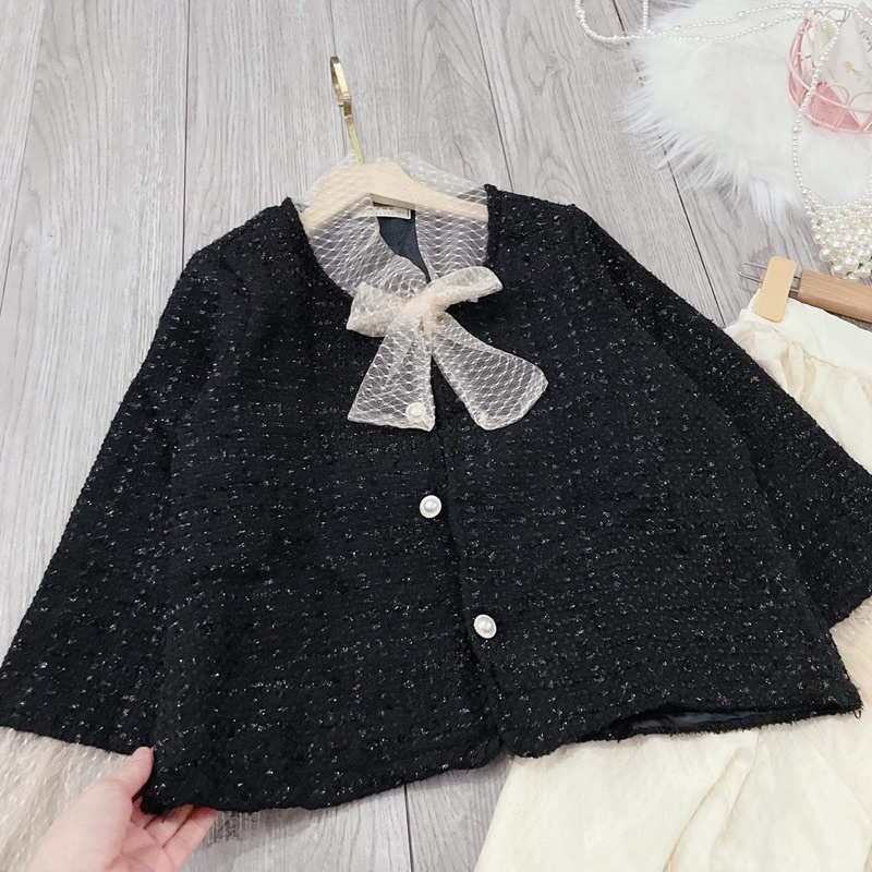 Sét váy áo dạ cổ nơ DH6