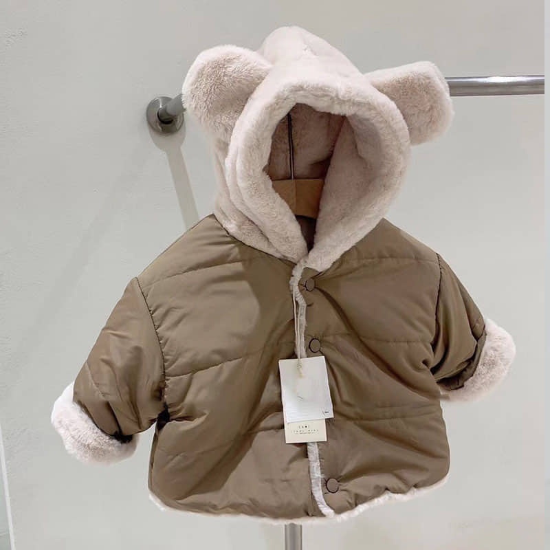 Áo khoác trẻ em, áo phao mũ lông lót lông siêu dày cho bé 10-22kg MS04