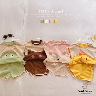 Bộ quần áo thun bé trai bé gái hè thu cộc cotton hình thú 1 đến 5 tuổi Be Bé Store 8 đến 20kg BH AT02