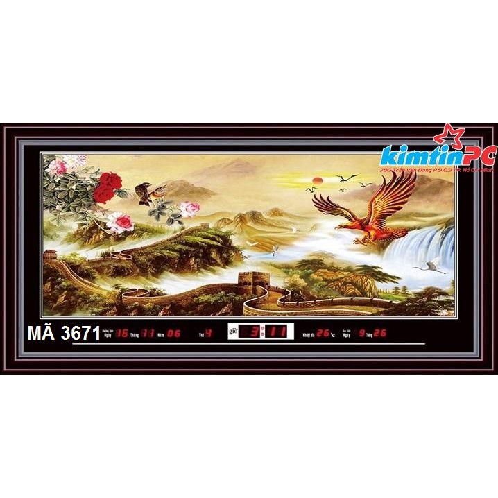 Lịch vạn niên – Tranh đèn – Đồng hồ - Khổ 55x100cm - mã 3671