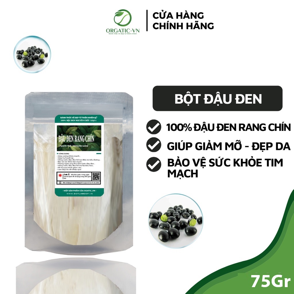 Bột đậu đen nguyên chất rang thơm Organic - mát gan, đen tóc, khỏe xương khớp