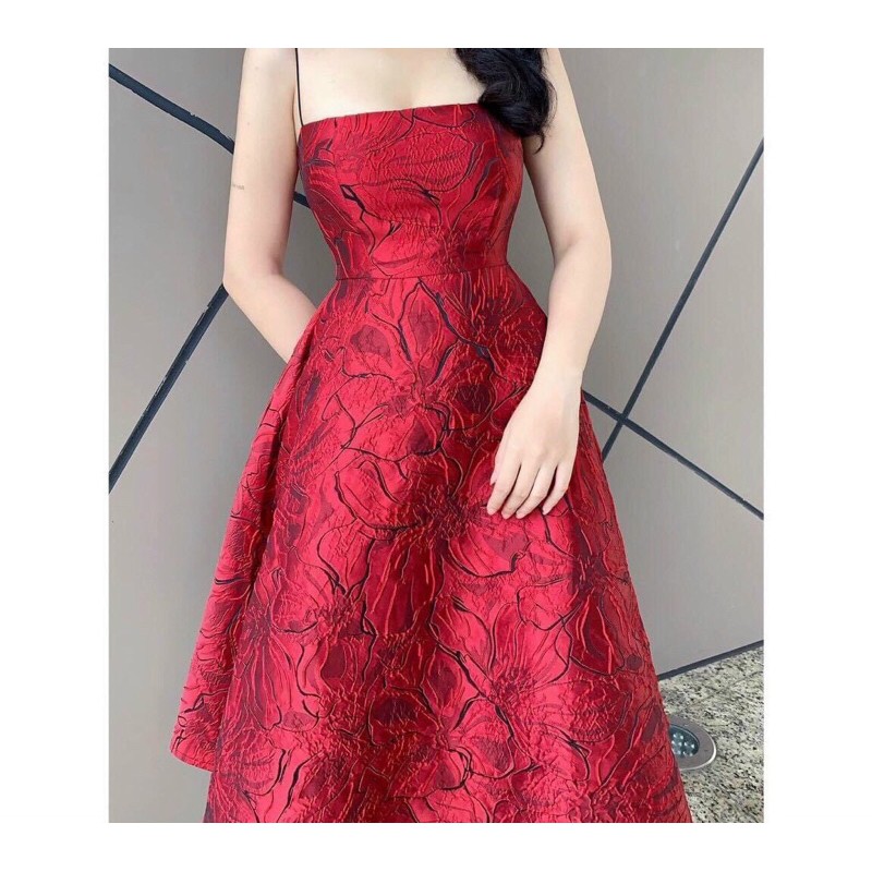 Đầm xoè gấm 2 dây sang trọng dễ mặc TRIPBLE T DRESS - size M/L - MS245V