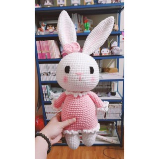 Thú len nhồi bông thỏ váy hồng 40cm - 43cm