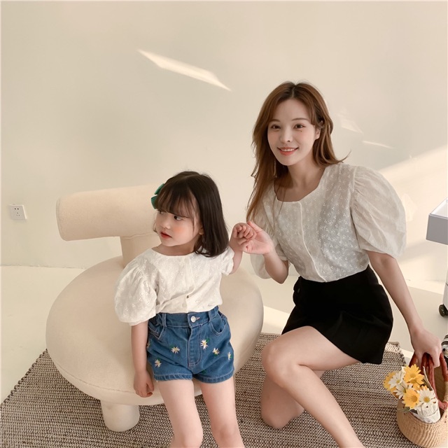 [FORM ĐẶC BIỆT XEM KỸ BẢNG SIZE] Áo blouse ngắn tay tay phồng cho bé gái A498