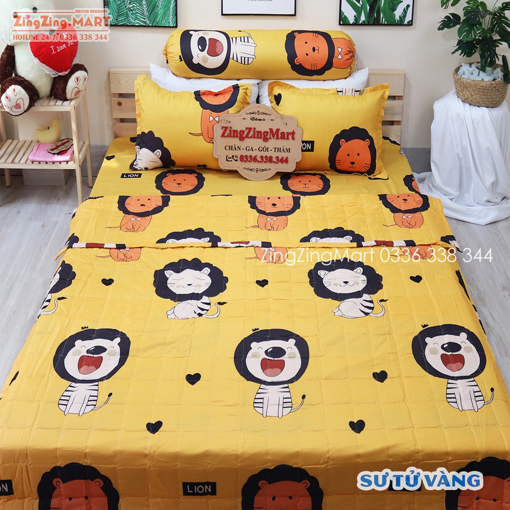 Bộ Ga Gối Poly Ga trải giường | Bộ Drap giường cho bé mẫu Ô tô ( 1 ga + 2 vỏ áo gối ) - ZingZingMart