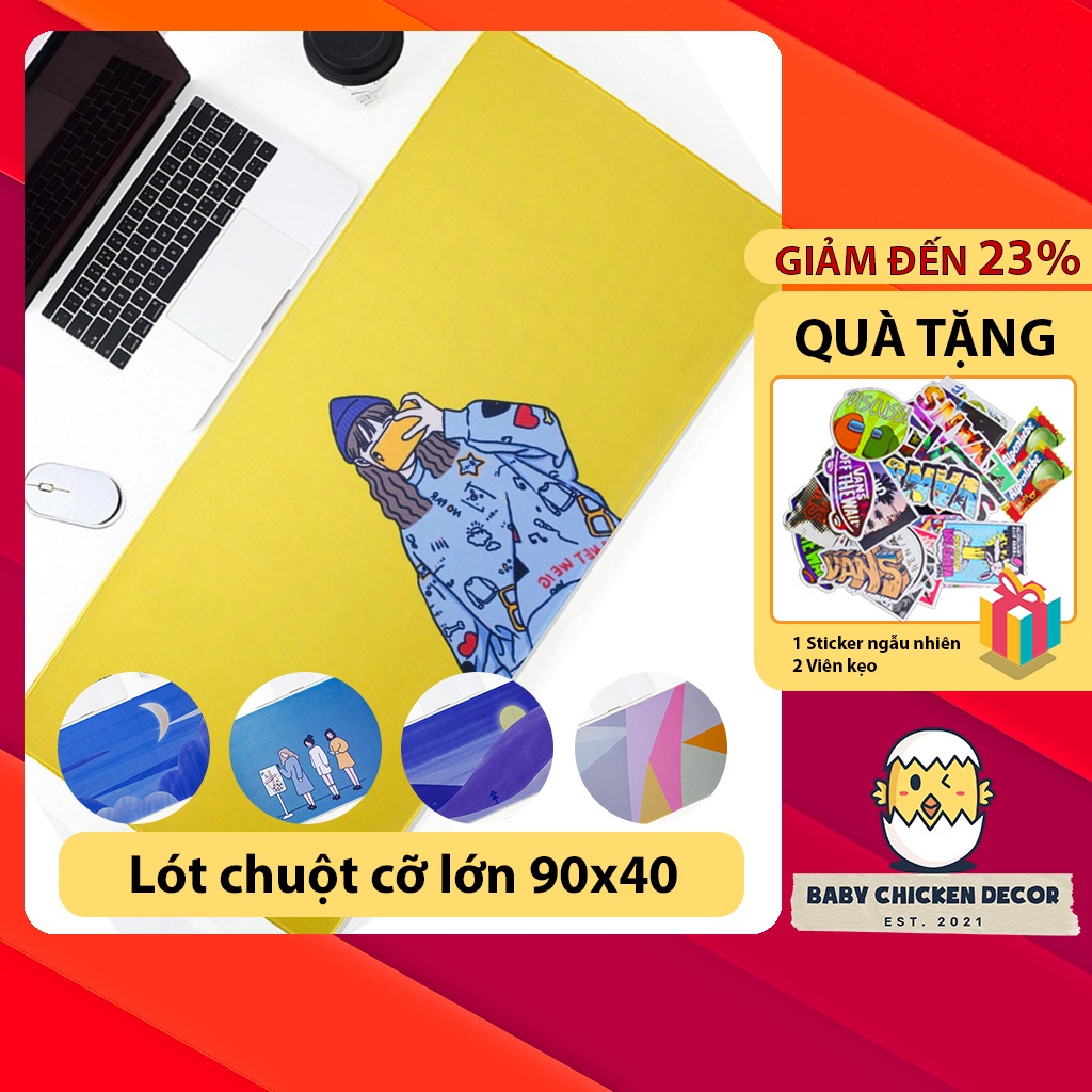 Lót chuột cỡ lớn, pad chuột, miếng lót chuột dễ thương 90x40 chuyên game bo viền chắc chắn bền bỉ