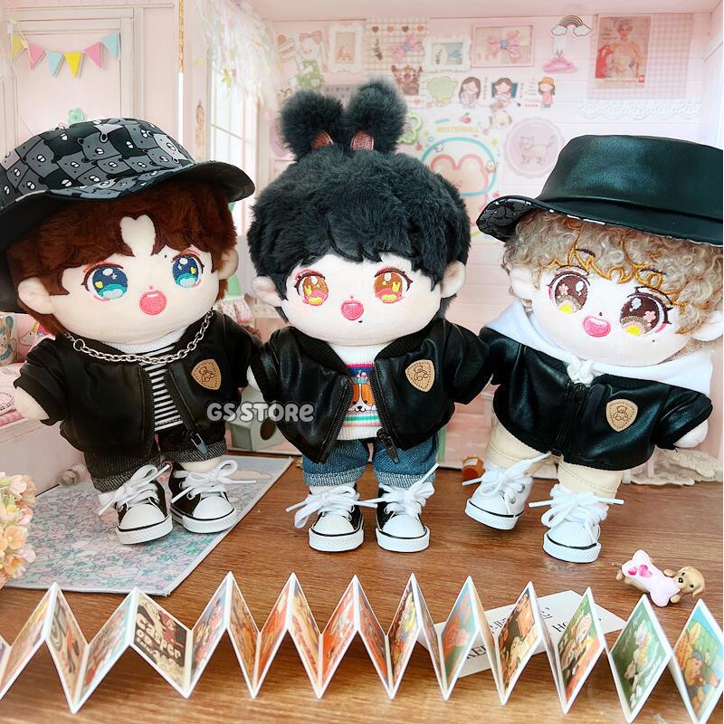 Bộ Đầm + Áo Khoác Da + Đầm Yếm Da Búp Bê Jungkook Jimin V 20cm Thời Trang Mùa Đông Cho Búp Bê