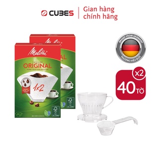 Bộ phin lọc nhựa cà phê Melitta 1x2 Premium Clear + 02 hộp Giấy lọc Melitta 1x2