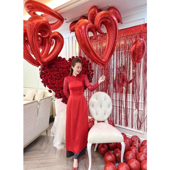 Áo dài cách tân vai bồng hiện đại tinh tế sang chảnh Hà Nhiên