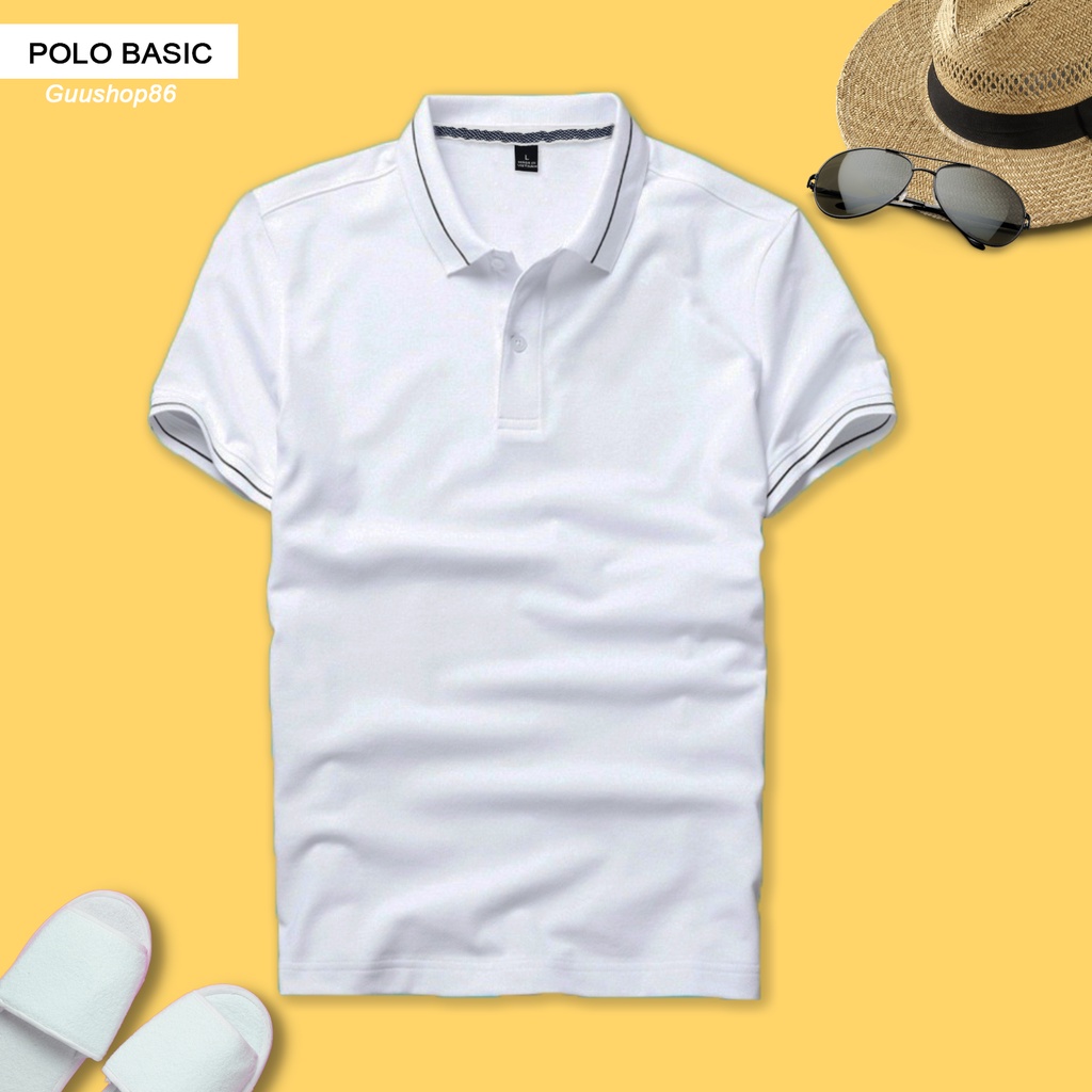Áo Thun Nam POLO Trơn DAVIX Thiết Kế Phối Viền Vải Cá Sấu Mè Cao Cấp Ngắn Tay Cực Sang Trọng